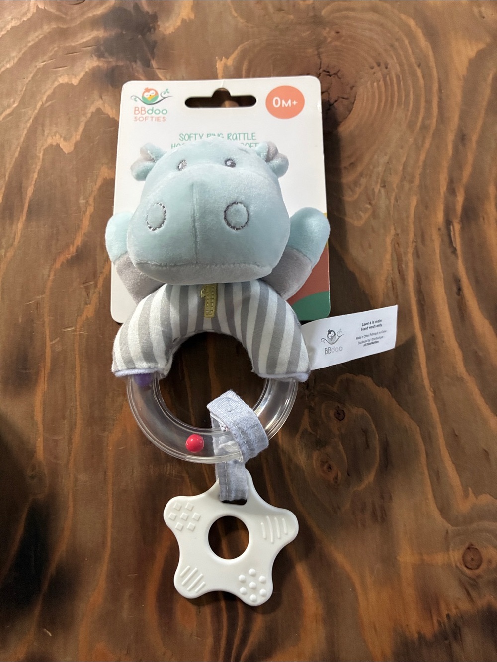 Softies Blue Hippo Rattle & Teether for Babies